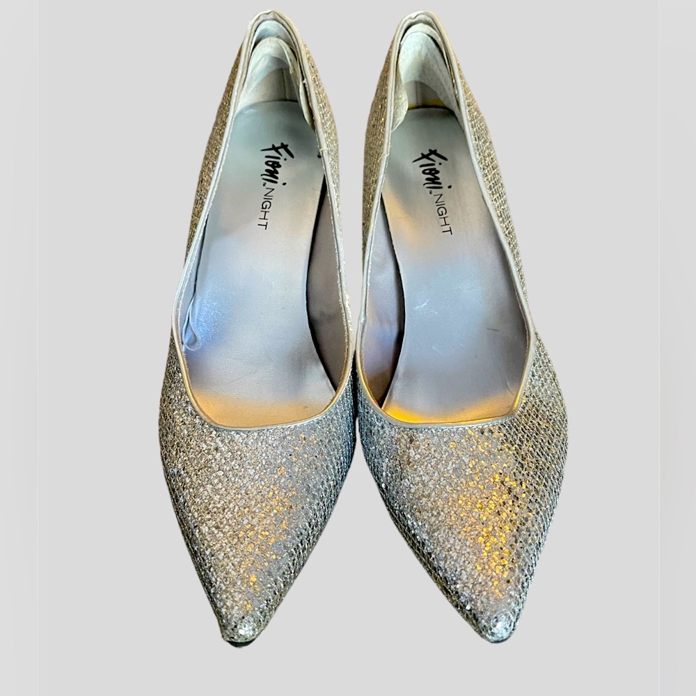 Silver high heel shoes